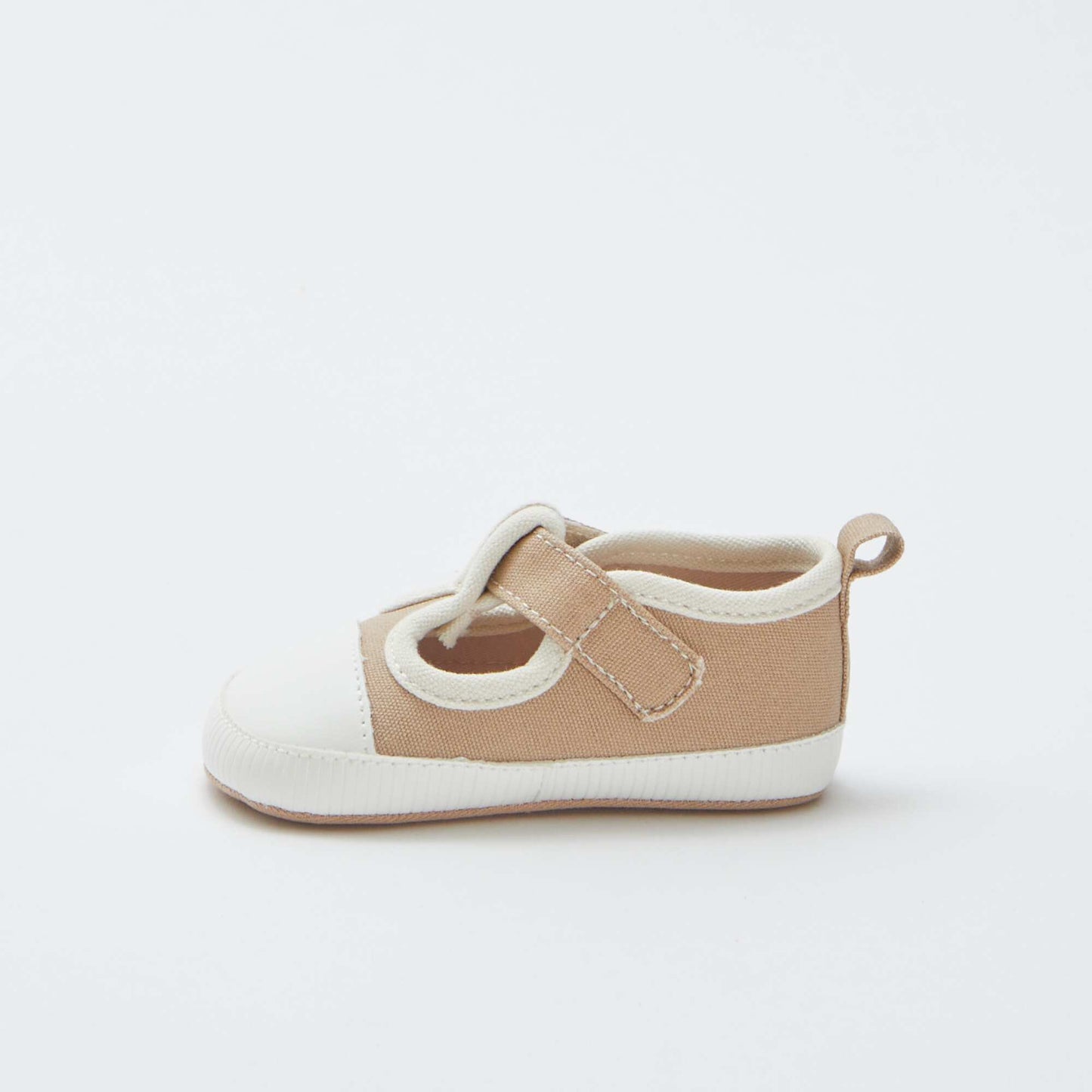 Chaussons esprit baskets en toile BEIGE