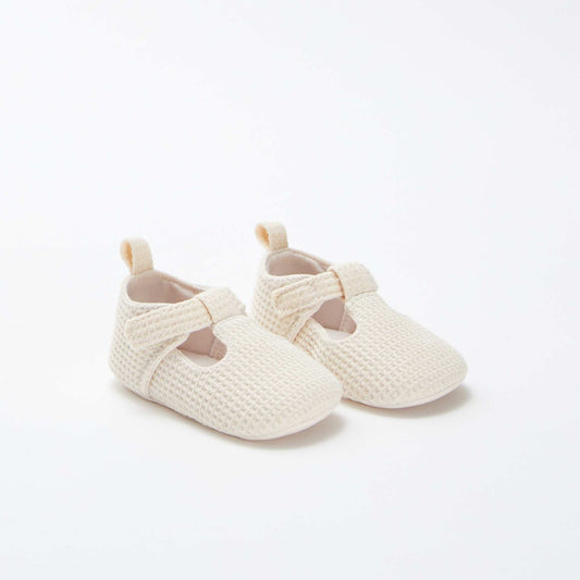 Chaussons semi-ouverts en gaze de coton BEIGE