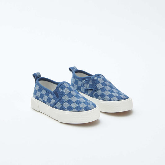 Baskets slip-on à carreaux BLEU