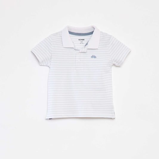 Polo manches courtes en piqué de coton BLANC