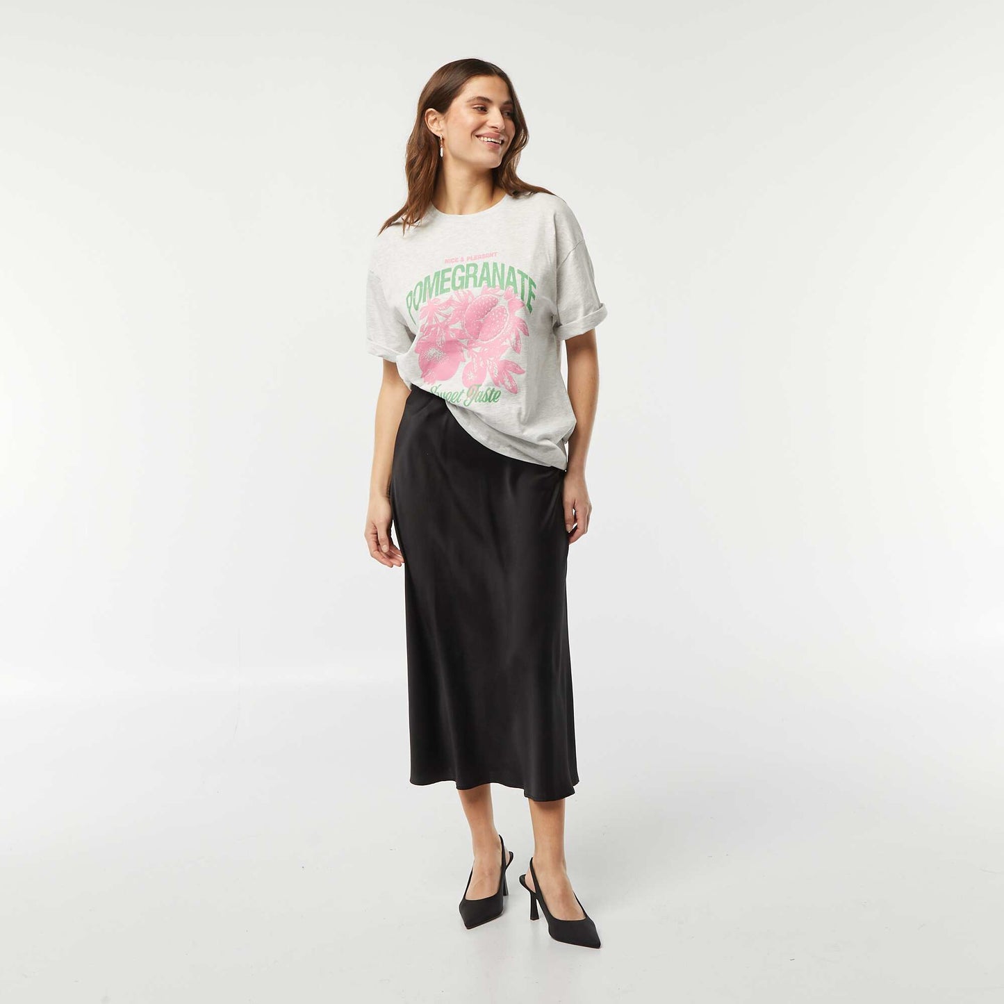 T-shirt en jersey manches courtes imprimé GRIS