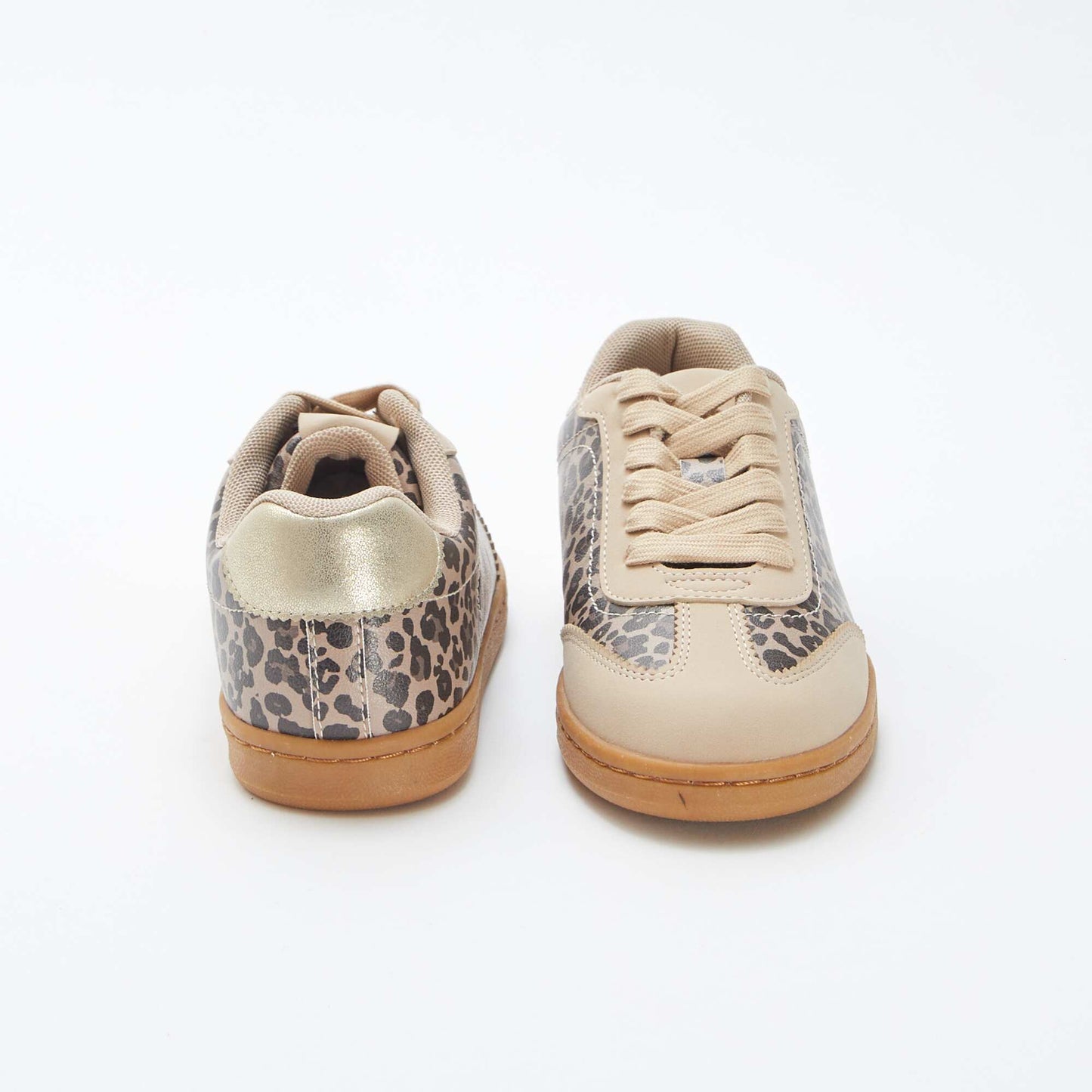 Baskets à lacets et motif léopard BEIGE