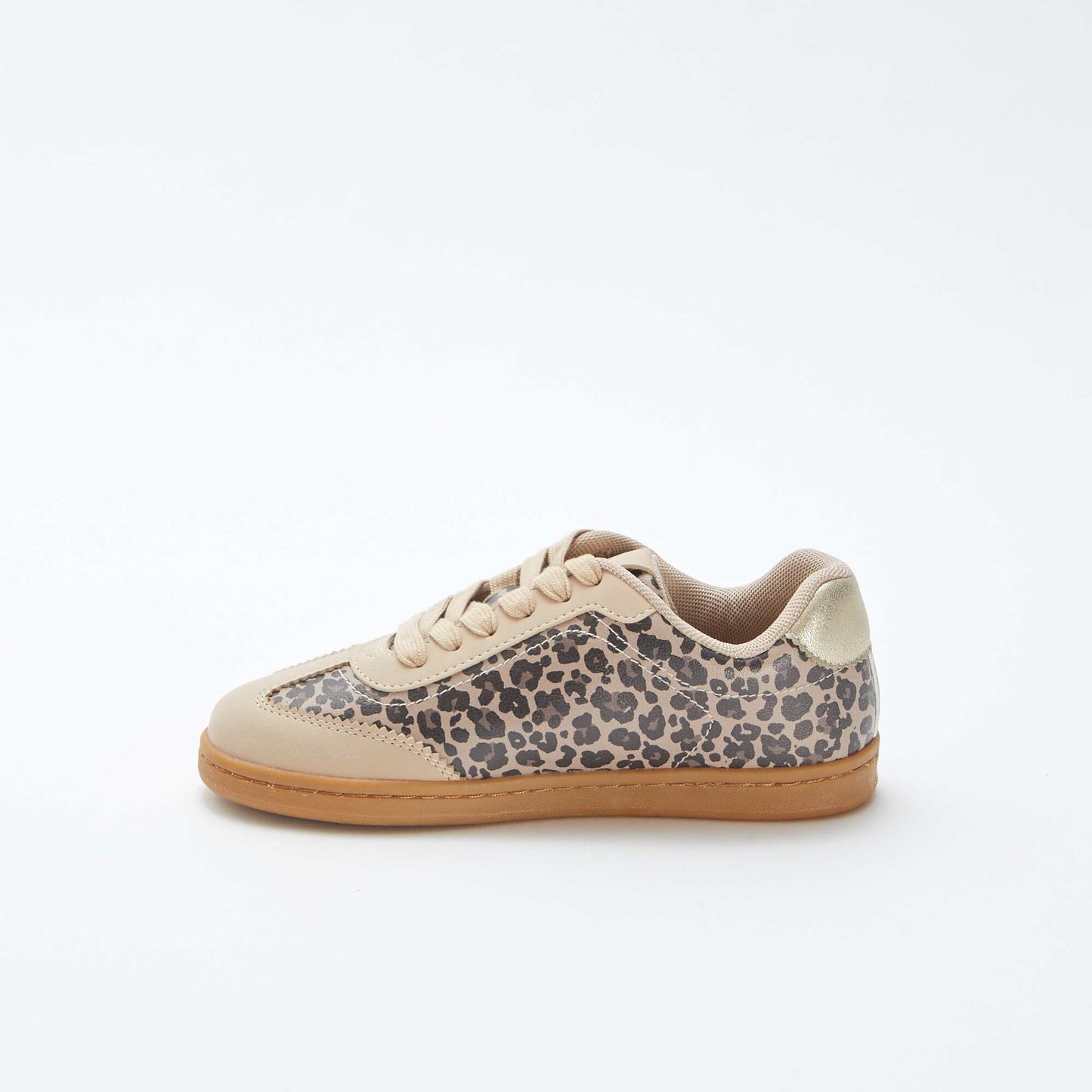 Baskets à lacets et motif léopard BEIGE