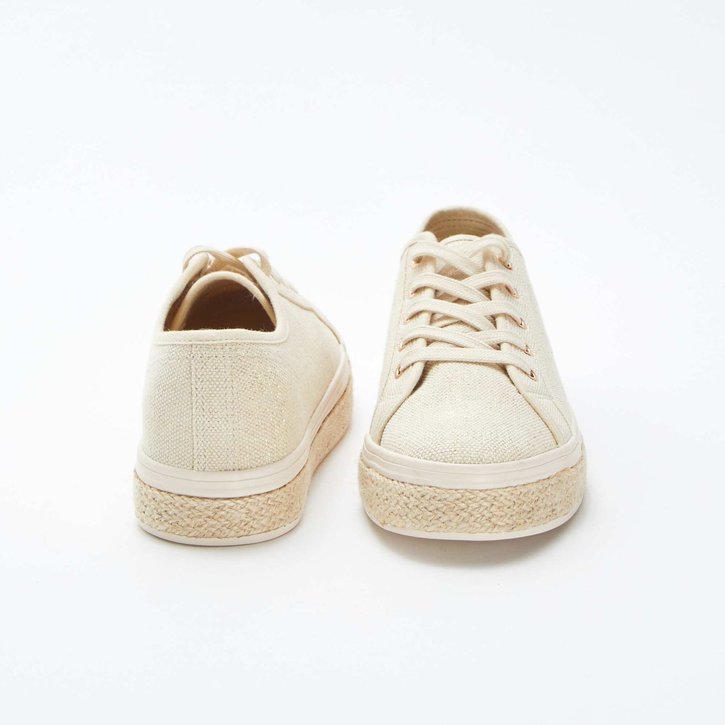 Baskets basses brillantes à lacets BEIGE