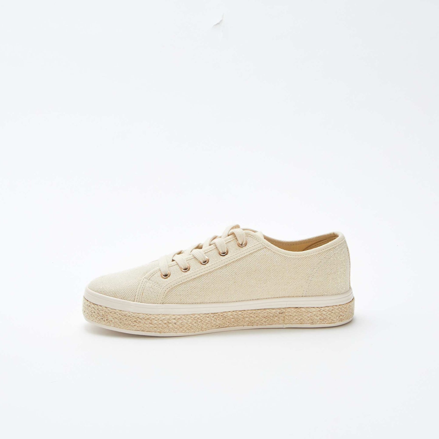 Baskets basses brillantes à lacets BEIGE