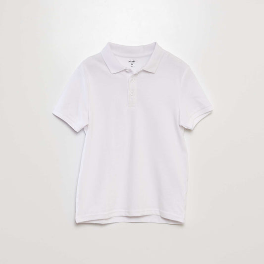 Polo uni en maille piquée BLANC