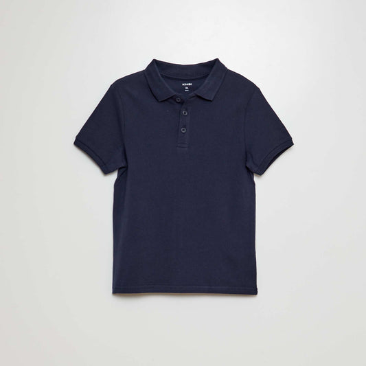 Polo uni en maille piquée MARINE