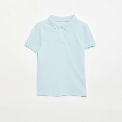 Polo uni en maille piquée BLEU