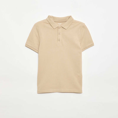 Polo uni en maille piquée BEIGE