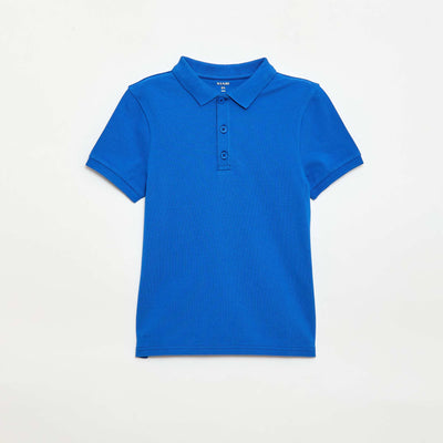 Polo uni en maille piquée BLEU