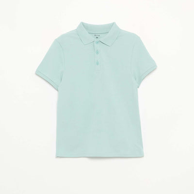 Polo uni en maille piquée BLEU