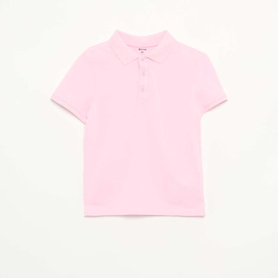Polo uni en maille piquée ROSE