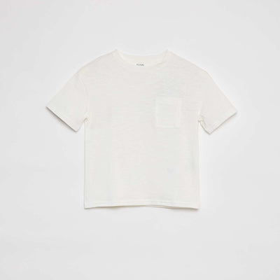 T-shirt uni avec poche BLANC