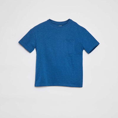 T-shirt uni avec poche BLEU