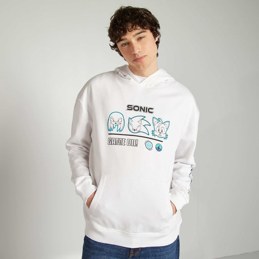 Sweat à capuche 'Sonic' imprimé recto-verso BLANC