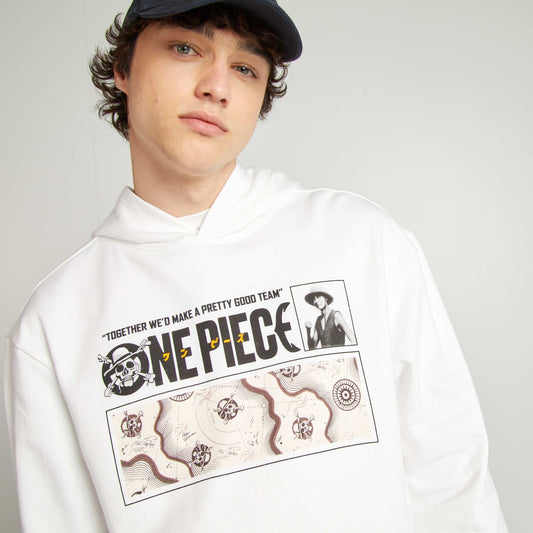 Sweat imprimé 'One Piece' en molleton BLANC