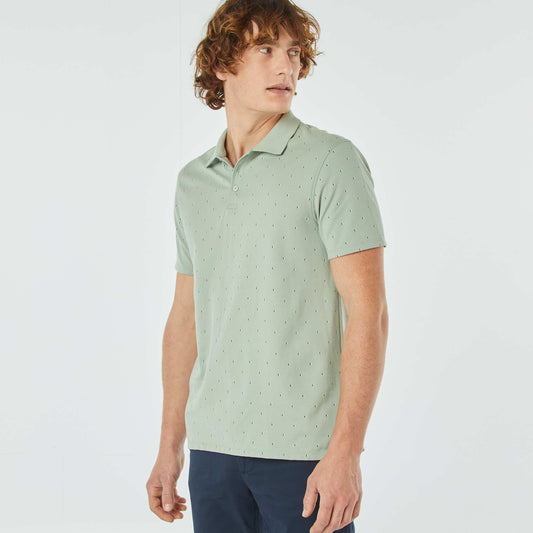 Polo en piqué de coton avec imprimé VERT