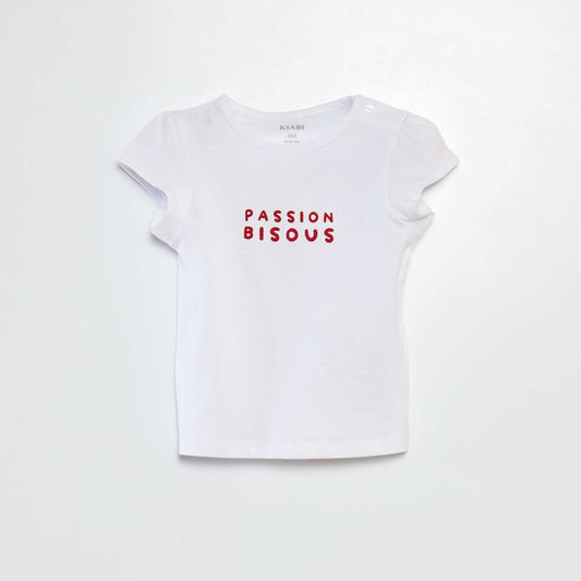 T-shirt imprimé en coton BLANC