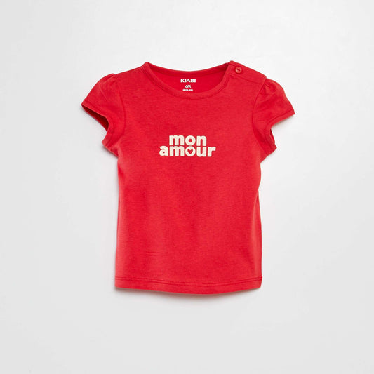 T-shirt imprimé en coton ROUGE