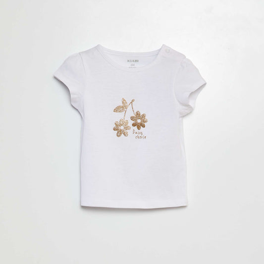 T-shirt imprimé en coton BLANC