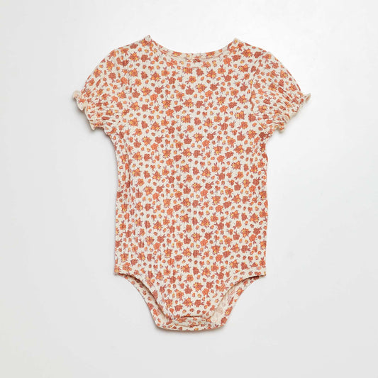 Body côtelé à motif floral ROSE