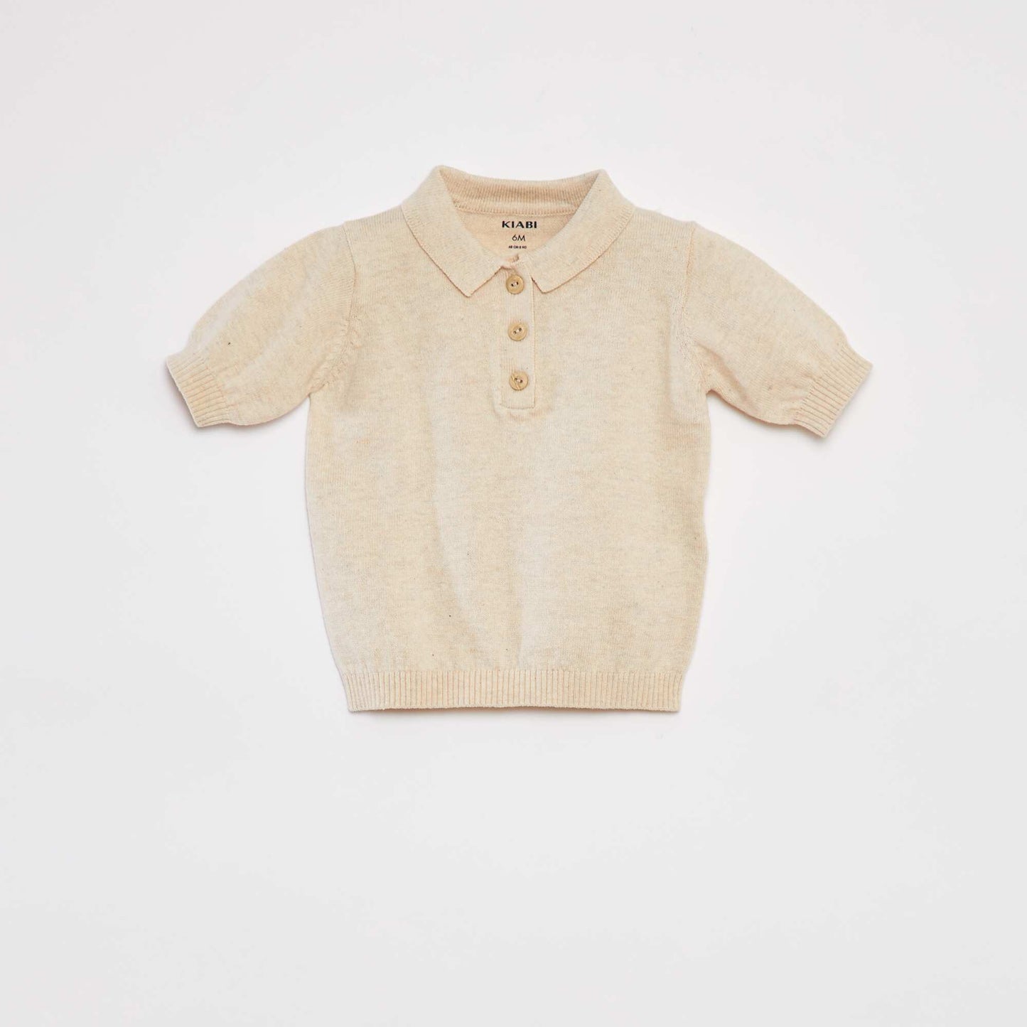 T-shirt à manches courtes avec col polo BEIGE