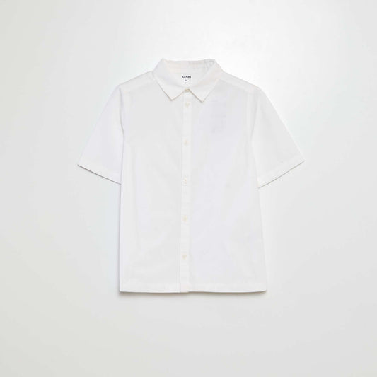 Chemise en popeline manches courtes BLANC