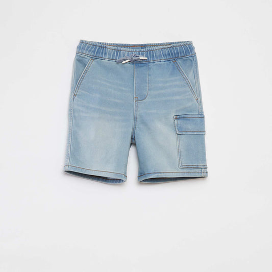 Bermuda en jean avec taille élastiquée BLEU