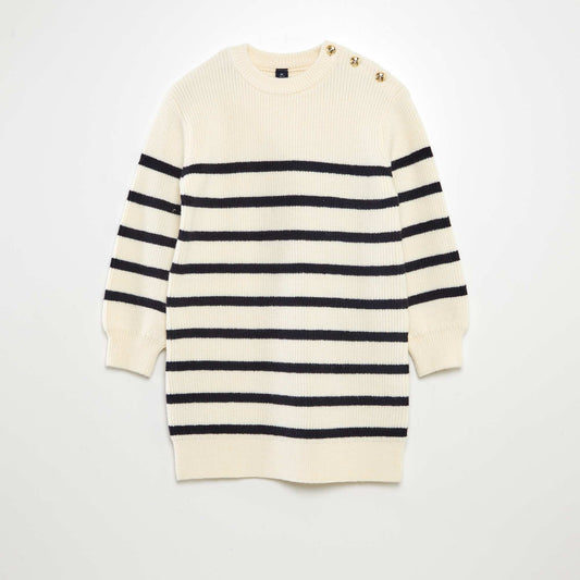 Robe pull marinière Blanc