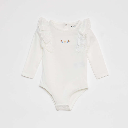 Body en coton avec broderies BLANC