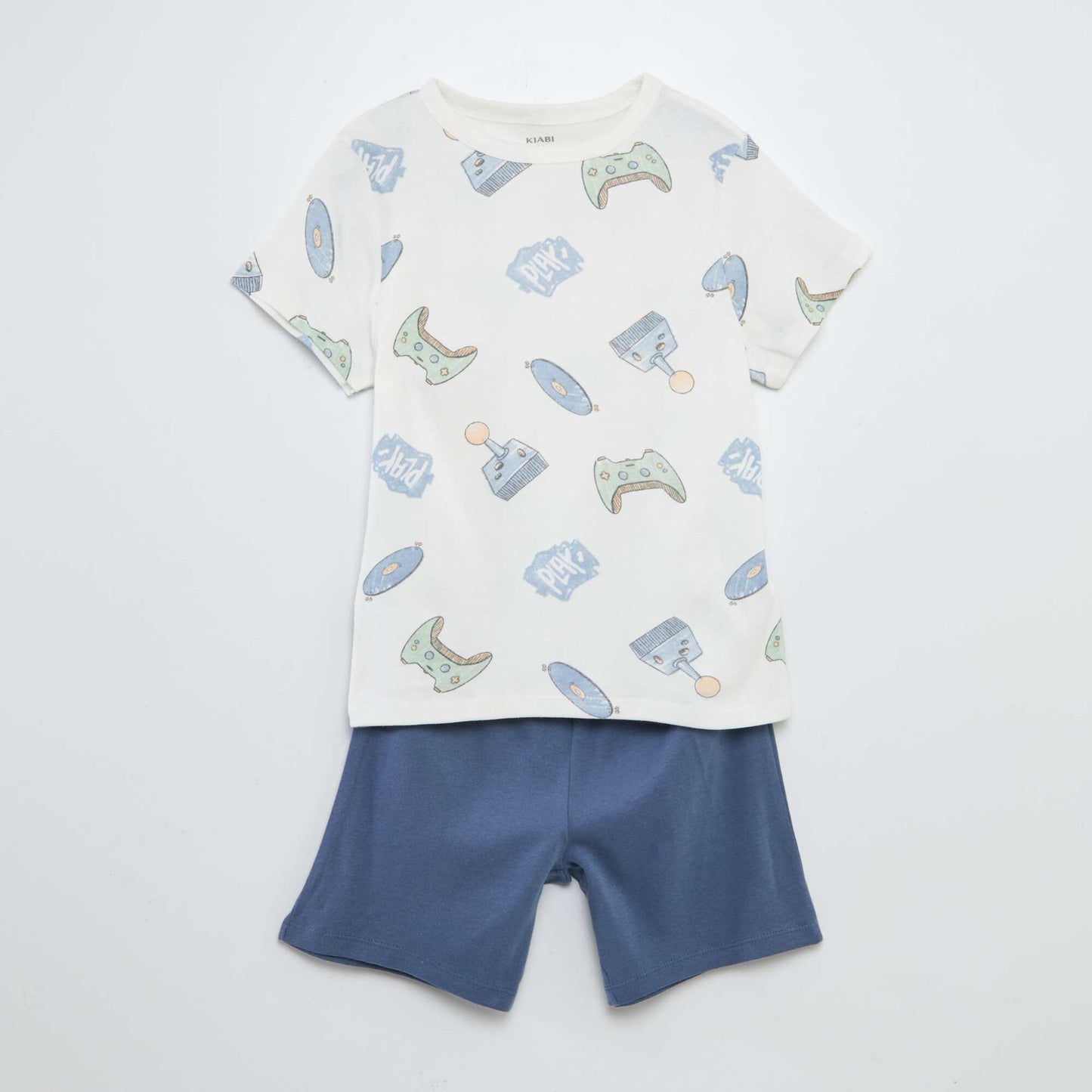 Ensemble pyjama court t-shirt + short avec imprimés - 2 pièces BLANC