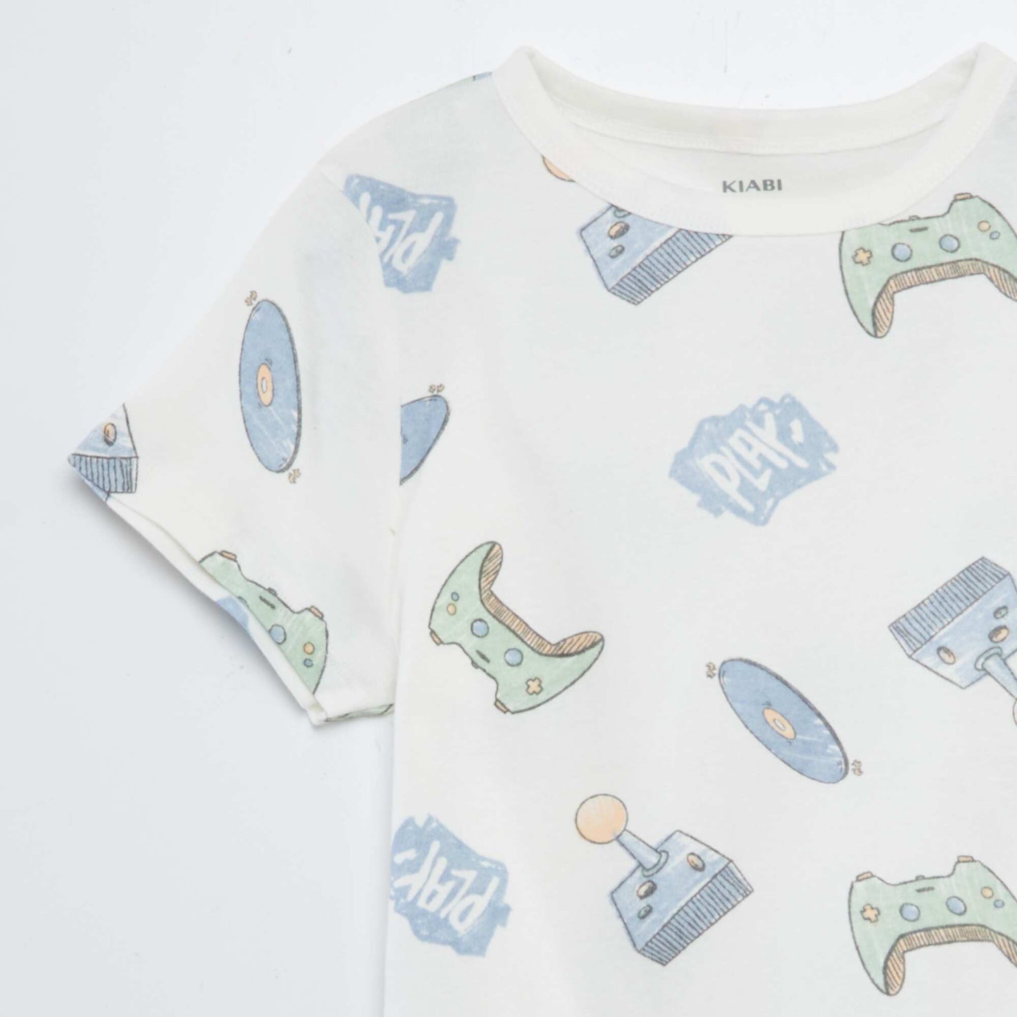 Ensemble pyjama court t-shirt + short avec imprimés - 2 pièces BLANC