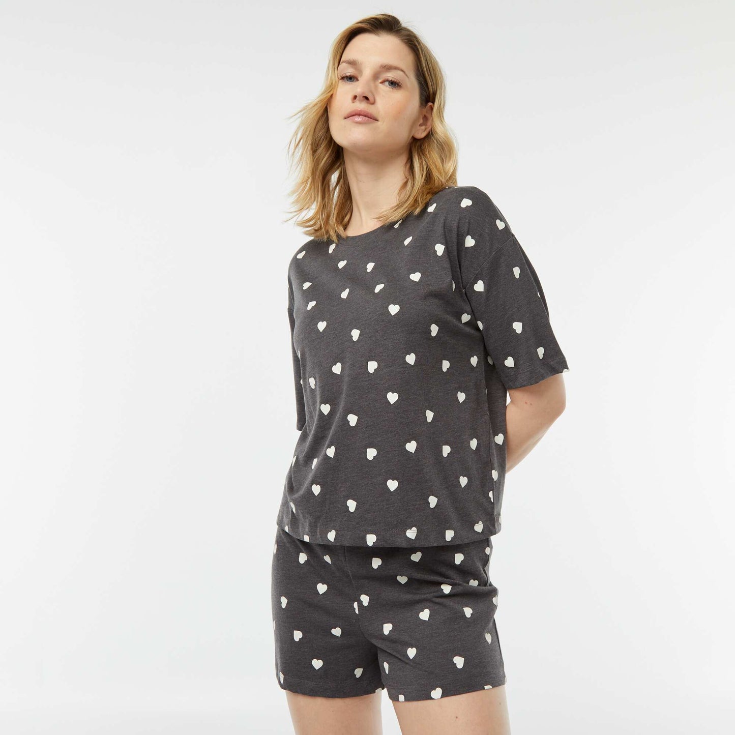 Ensemble pyjama - tee-shirt + short imprimé GRIS CHINé