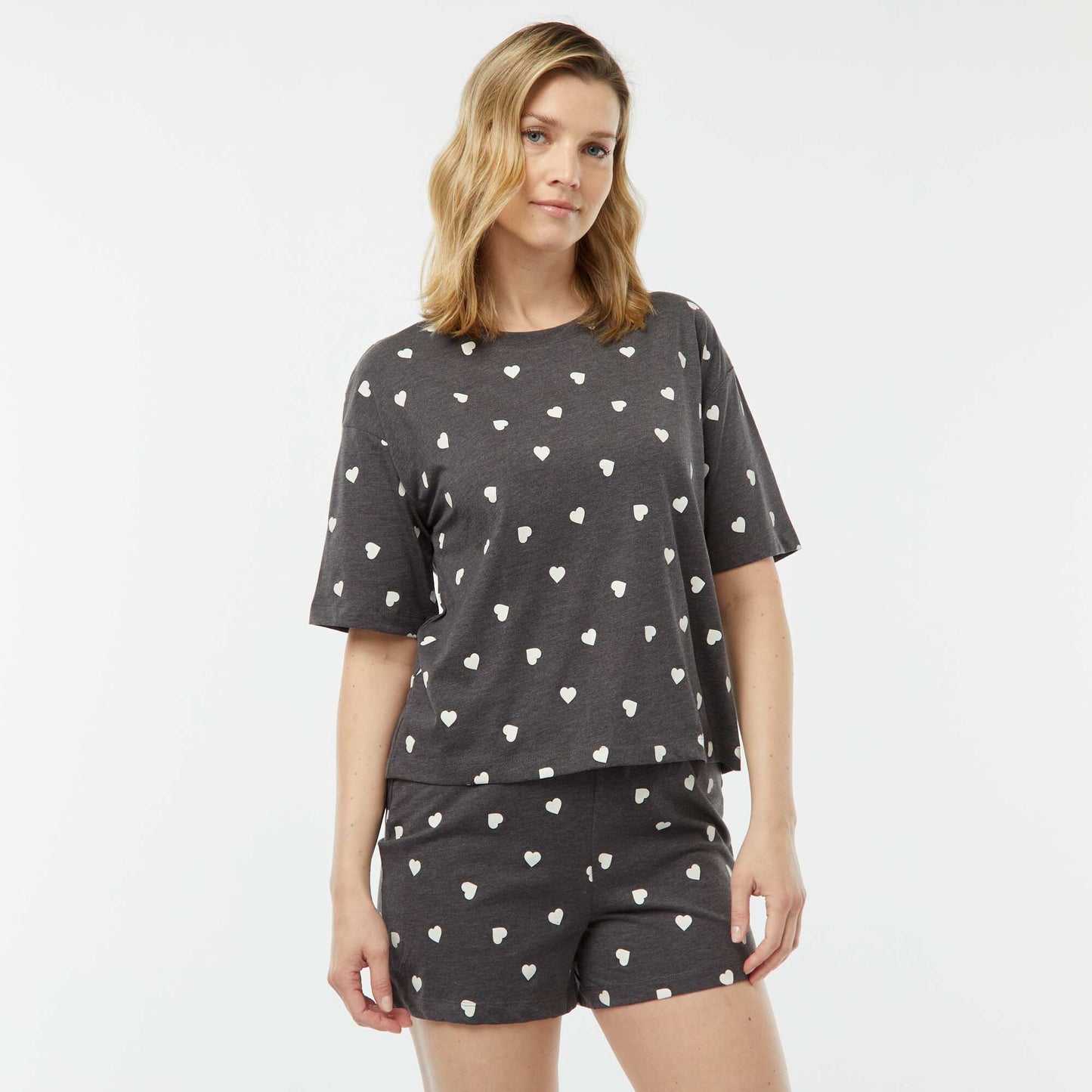 Ensemble pyjama - tee-shirt + short imprimé GRIS CHINé