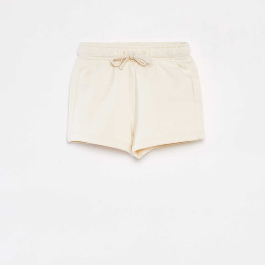 Short uni avec taille élastiquée BLANC
