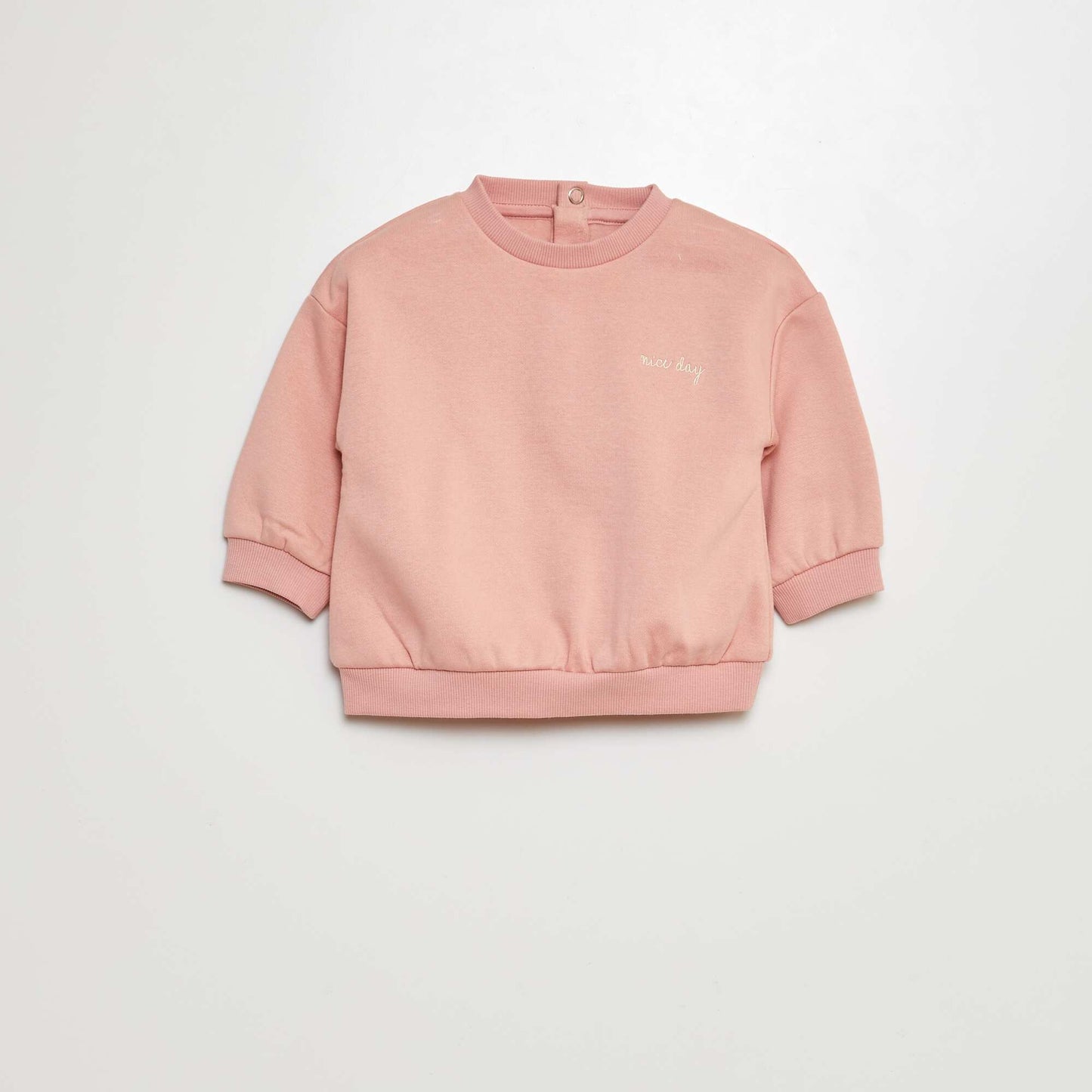 Ensemble jogging sweat + pantalon uni en molleton - 2 pièces ROSE