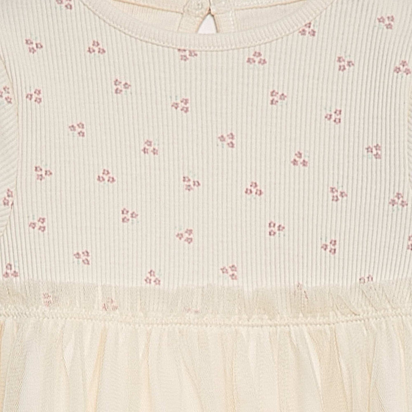 Robe à manches courtes avec bas en tulle BLANC