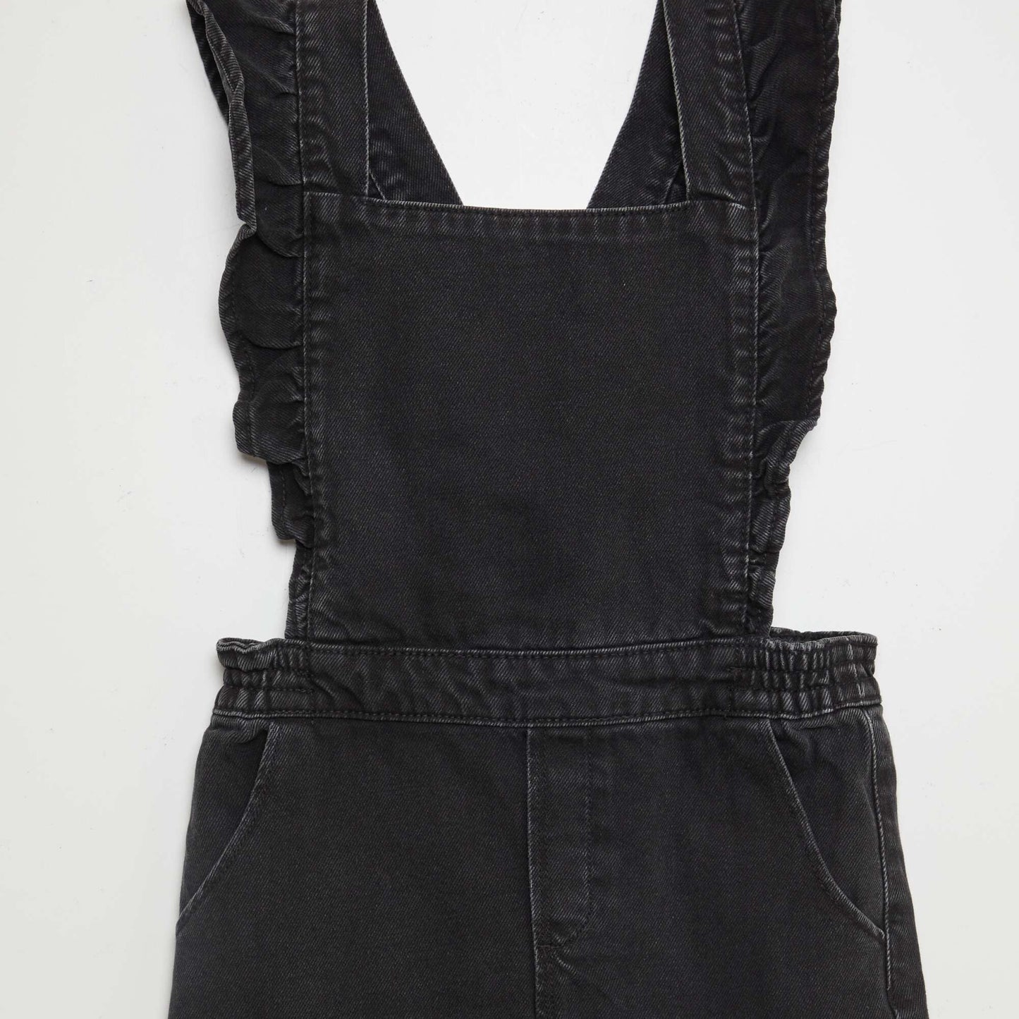 Salopette robe en jean avec volants Noir