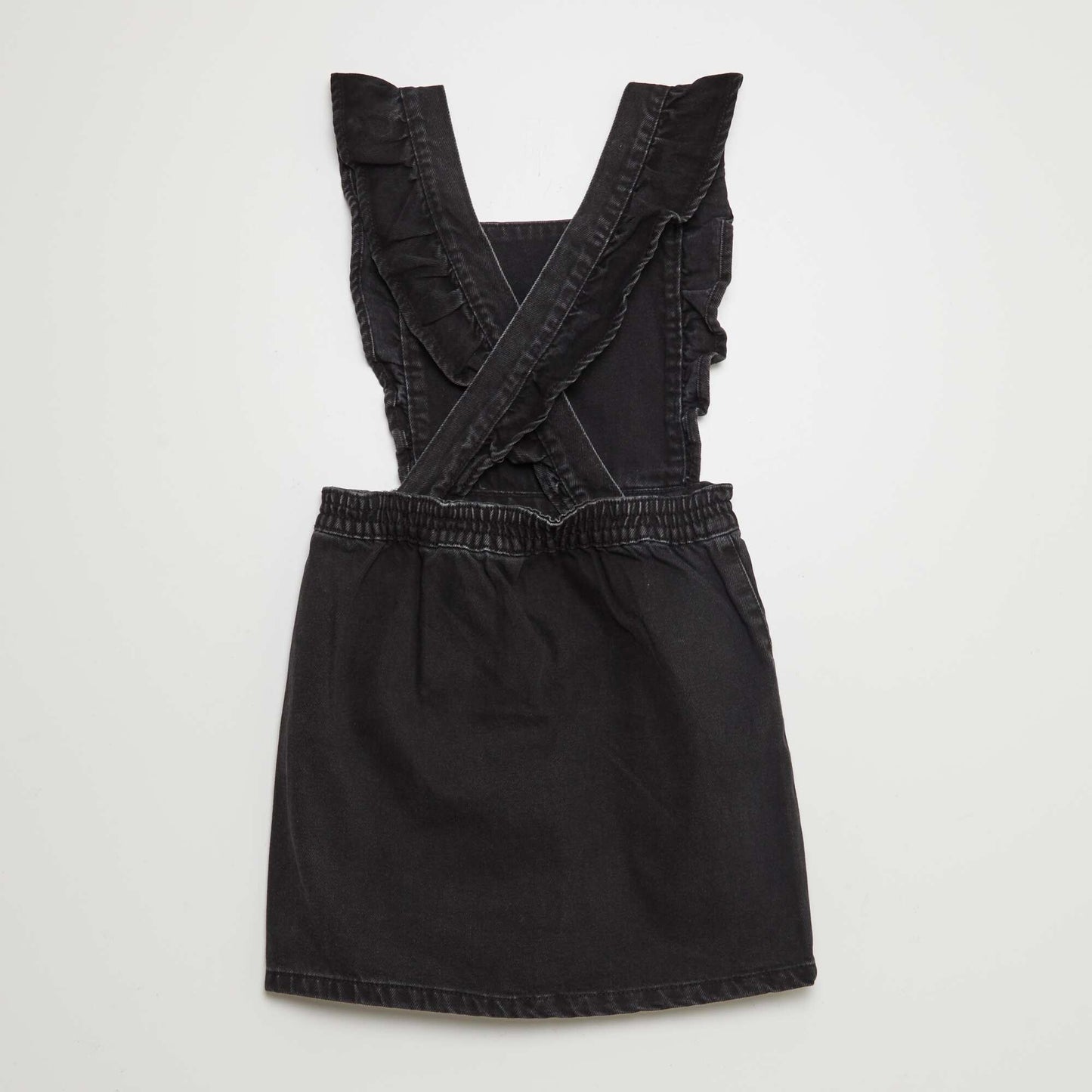 Salopette robe en jean avec volants Noir