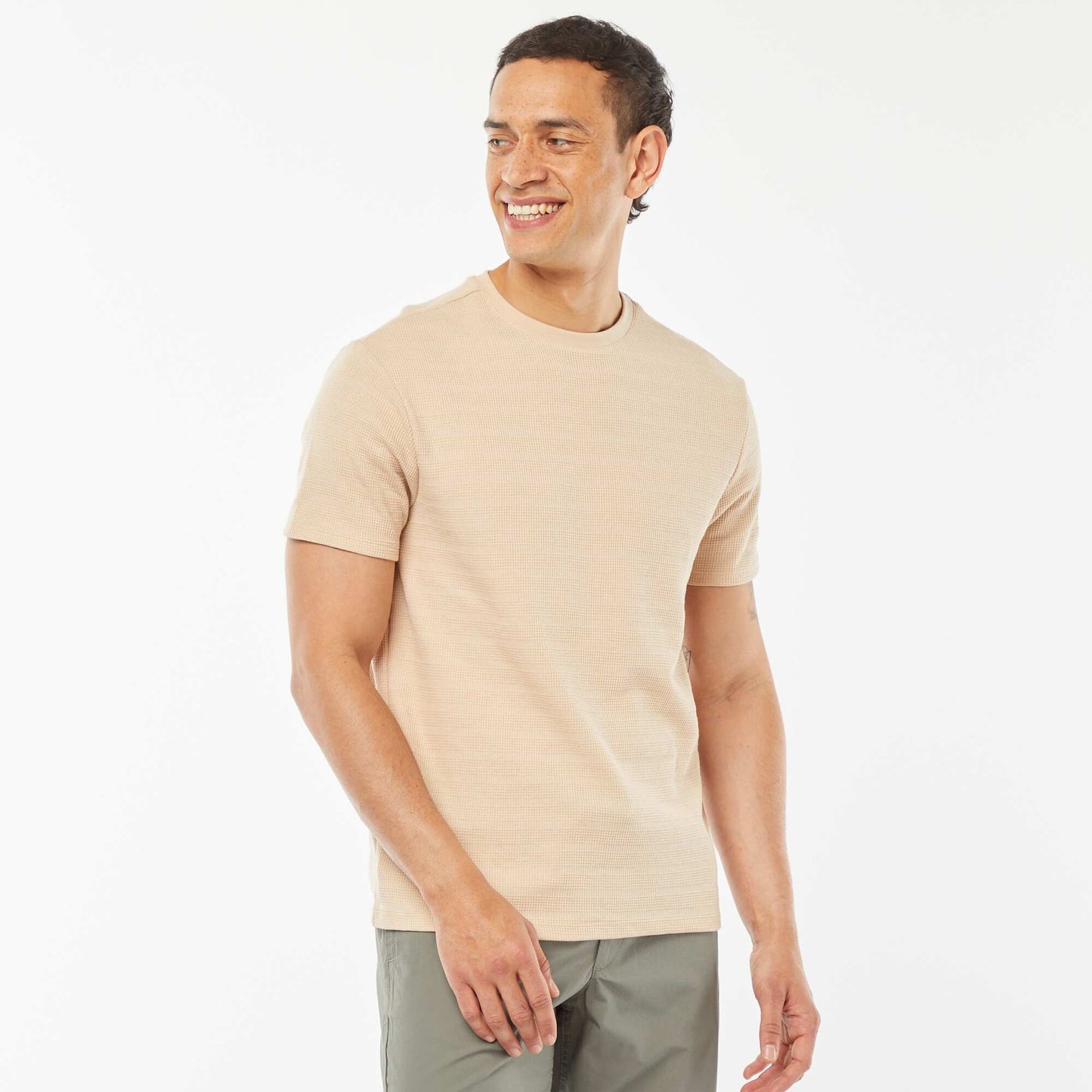 Tee-shirt en maille jacquard graphique BEIGE