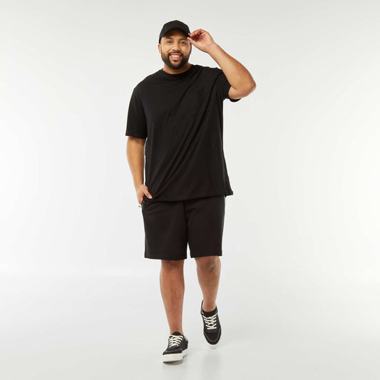 Bermuda esprit sport en maille piquée NOIR