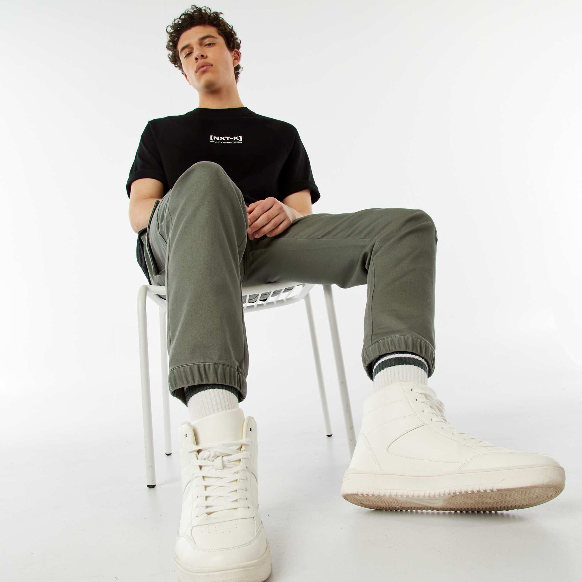 Pantalon esprit 'jogger' multipoches VERT