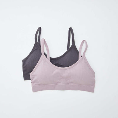 Lot de 2 brassières côtelés NOIR/VIOLET