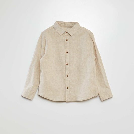 Chemise en lin mélangé BEIGE