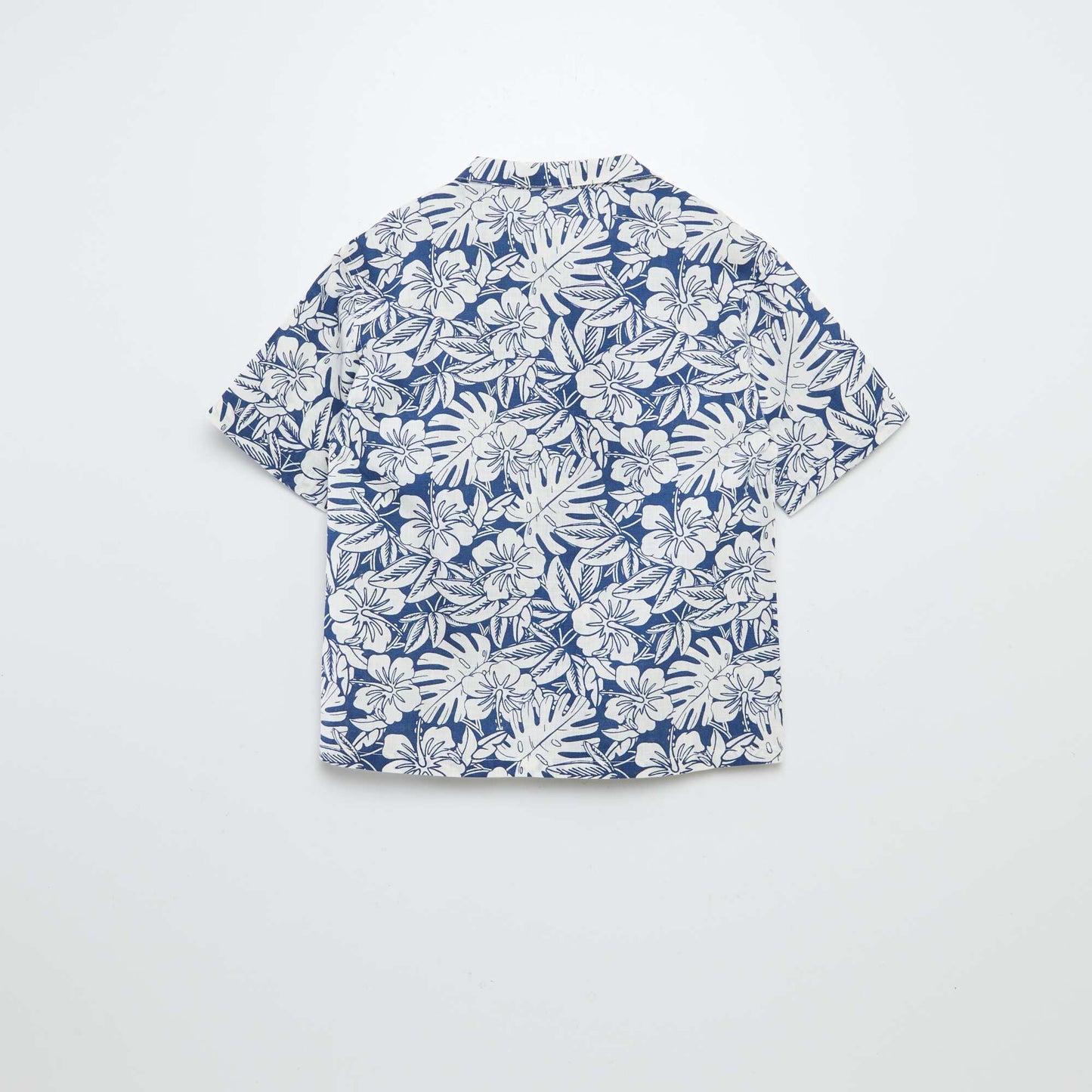 Chemise à manches courtes et col pyjama avec imprimé BLEU