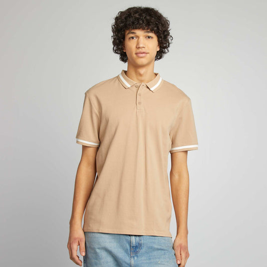 Polo en piqué de coton BEIGE