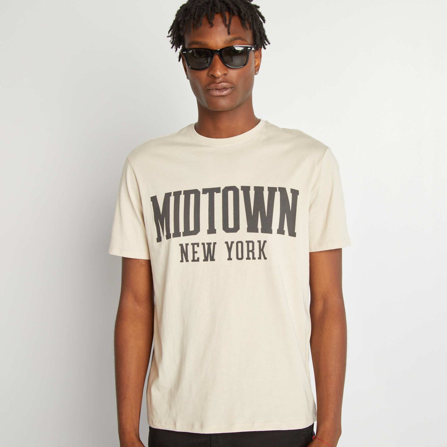 T-shirt à col rond imprimé BEIGE