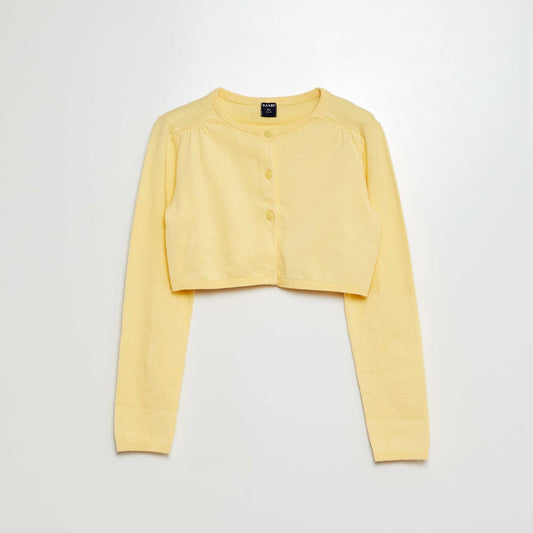Gilet court bolero côtelé JAUNE