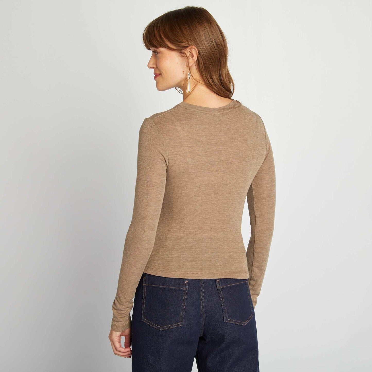 Tee-shirt crop top drapé Taupe