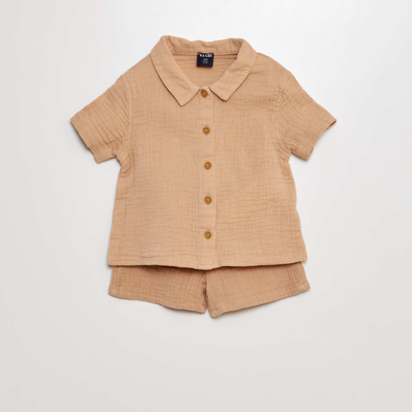 Ensemble chemise + short en gaze de coton - 2 pièces BEIGE